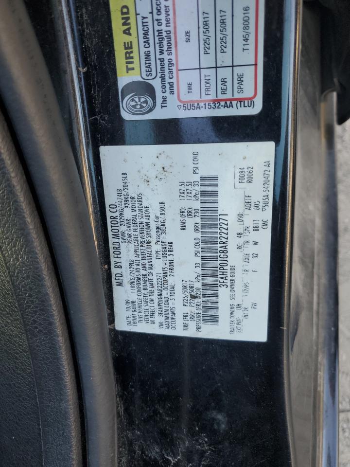 2010 Ford Fusion VIN 3FAHP0JG8AR222271 Copart auction photo, all over damage thumbnail 14