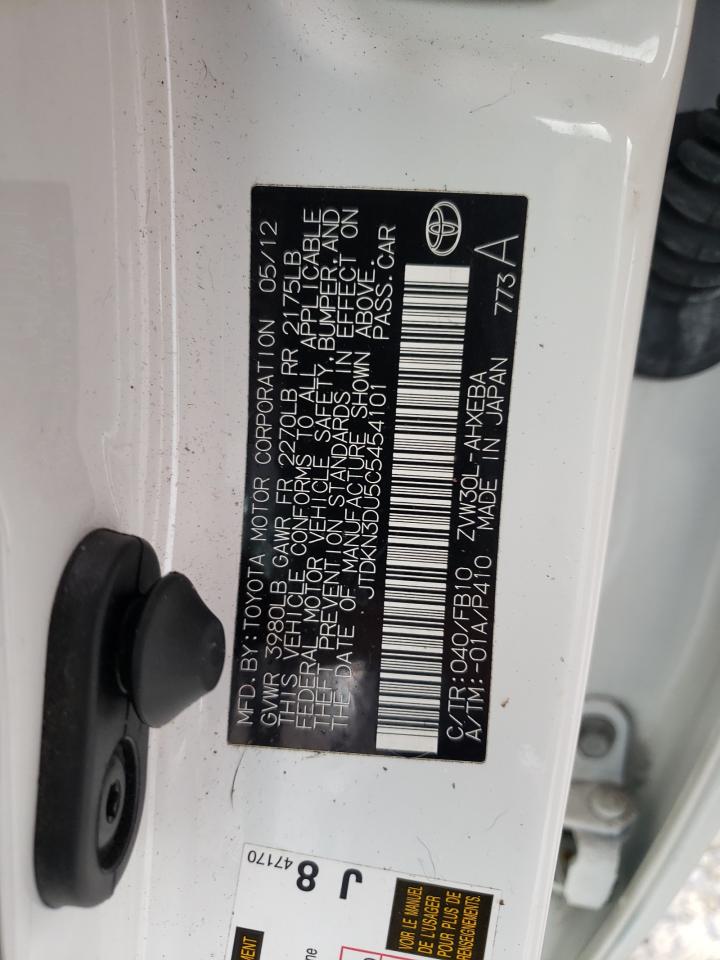 2012 Toyota Prius VIN JTDKN3DU5C5454101 Copart auction photo, rear end damage thumbnail 14