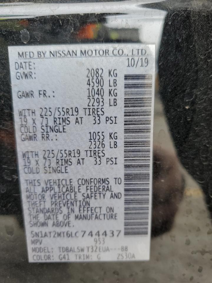 2020 Nissan Rogue VIN 5N1AT2MT6LC744437 Copart auction photo, rear end damage thumbnail 14