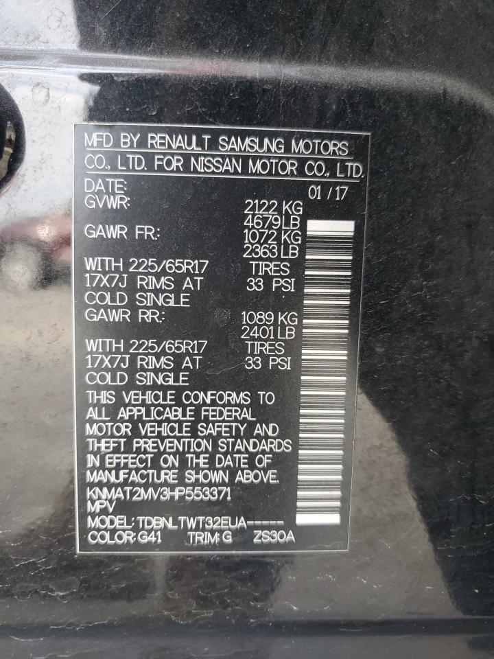 2017 Nissan Rogue VIN KNMAT2MV3HP553371 Copart auction photo, front end damage thumbnail 13