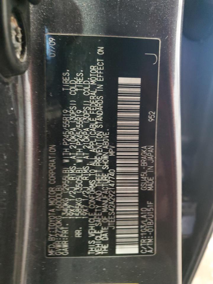 2009 Toyota Highlander VIN JTEES42A292147740 Copart auction photo, front end damage thumbnail 13