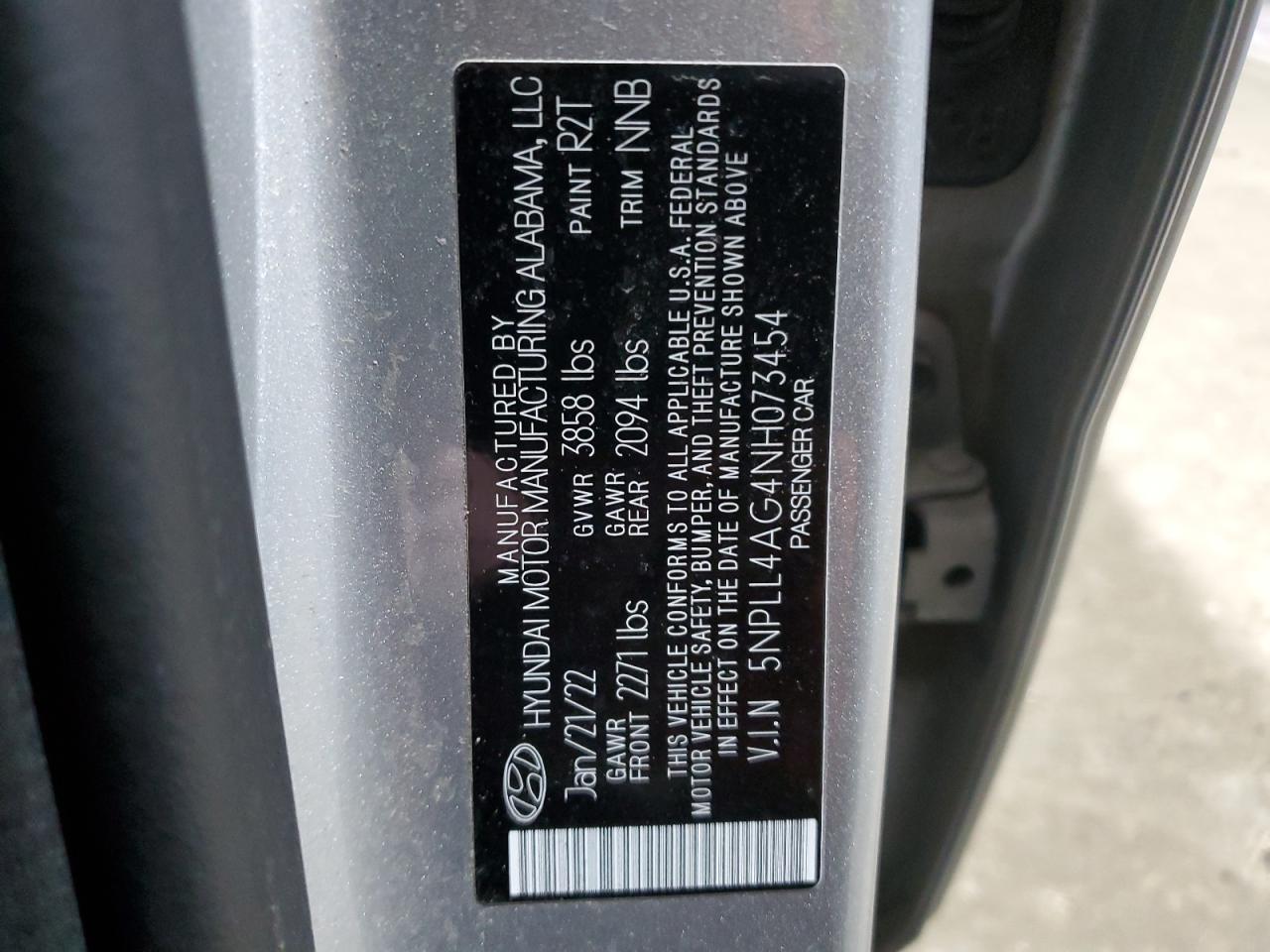 2022 Hyundai Elantra VIN 5NPLL4AG4NH073454 Copart auction photo, front end damage thumbnail 12