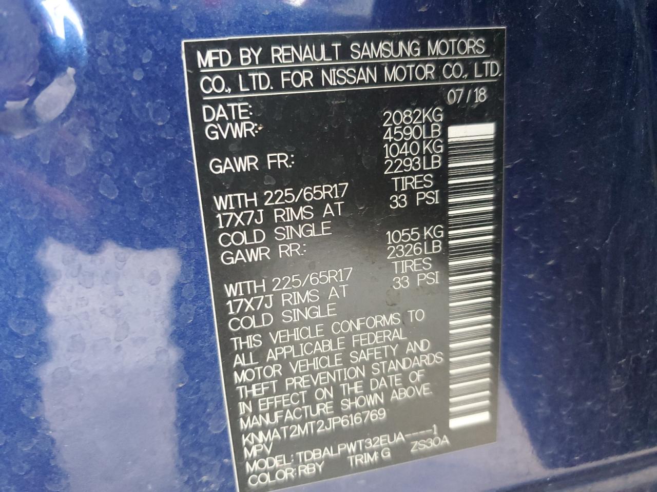 2018 Nissan Rogue VIN KNMAT2MT2JP616769 Copart auction photo, front end damage thumbnail 15
