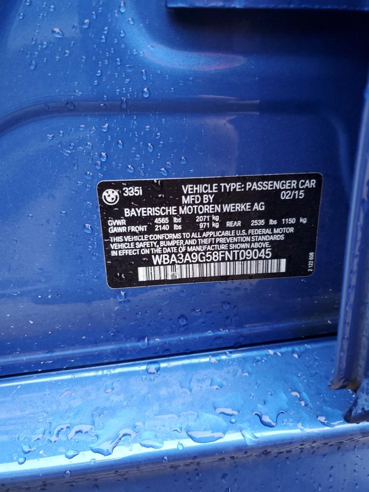 2015 BMW 3er VIN WBA3A9G58FNT09045 Copart auction photo, front end damage thumbnail 12