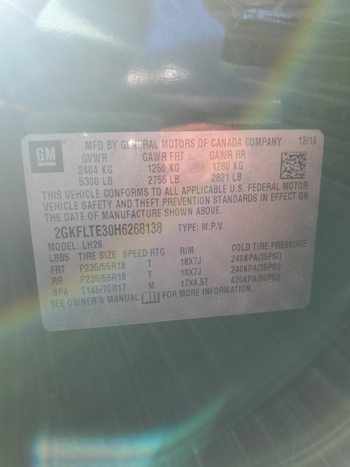 2017 GMC Terrain VIN 2GKFLTE30H6268138 Copart auction photo, side damage thumbnail 12