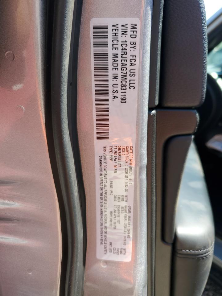2021 Jeep Grand Cherokee VIN 1C4RJEAG7MC831190 Copart auction photo, front end damage thumbnail 12