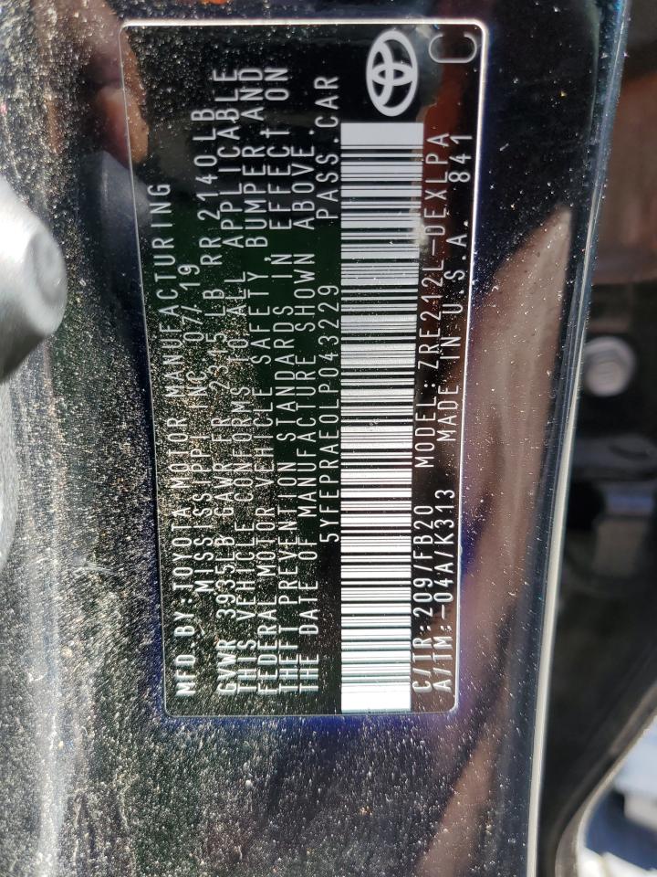 2020 Toyota Corolla VIN 5YFEPRAE0LP043229 Copart auction photo, front end / rear end damage thumbnail 13