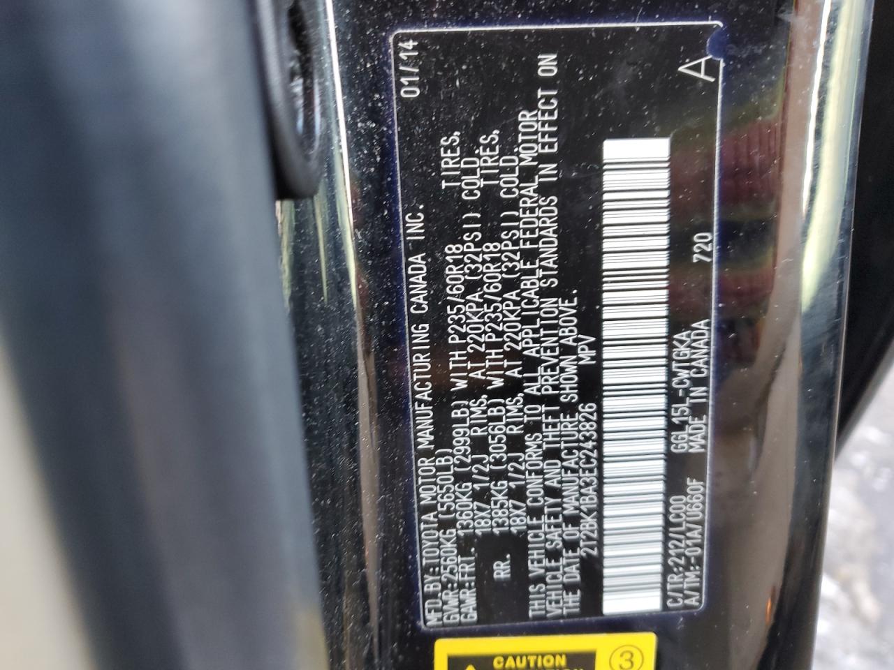2014 Lexus RX VIN 2T2BK1BA3EC243826 Copart auction photo, front end damage thumbnail 15