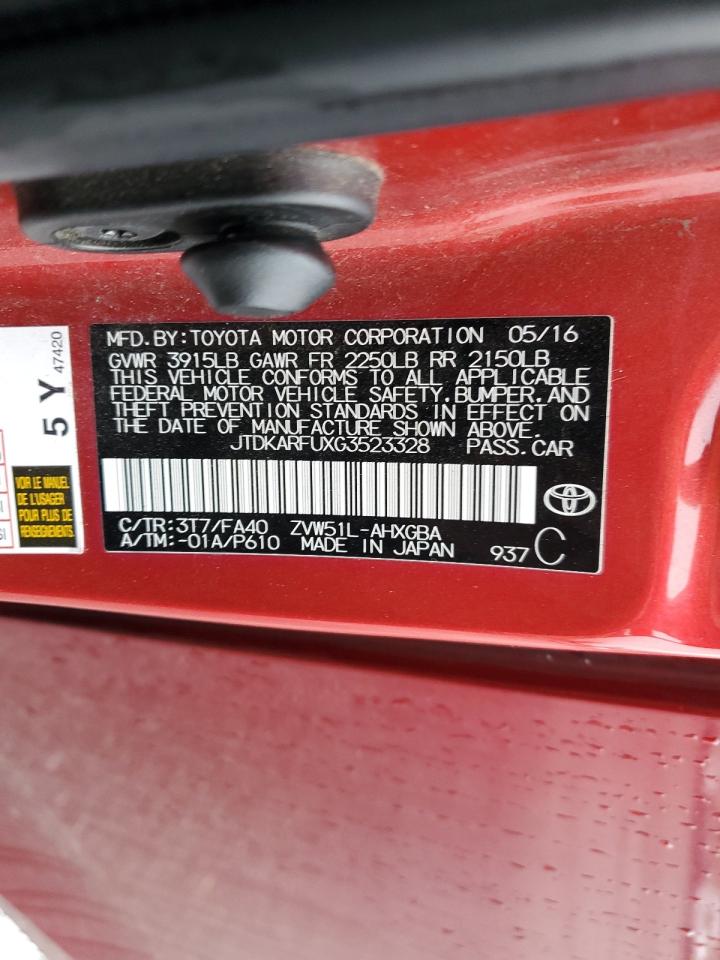 2016 Toyota Prius VIN JTDKARFUXG3523328 Copart auction photo, side damage thumbnail 14
