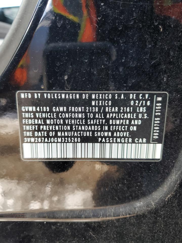 2016 Volkswagen Jetta VIN 3VW267AJ0GM325260 Copart auction photo, side / front end damage thumbnail 12