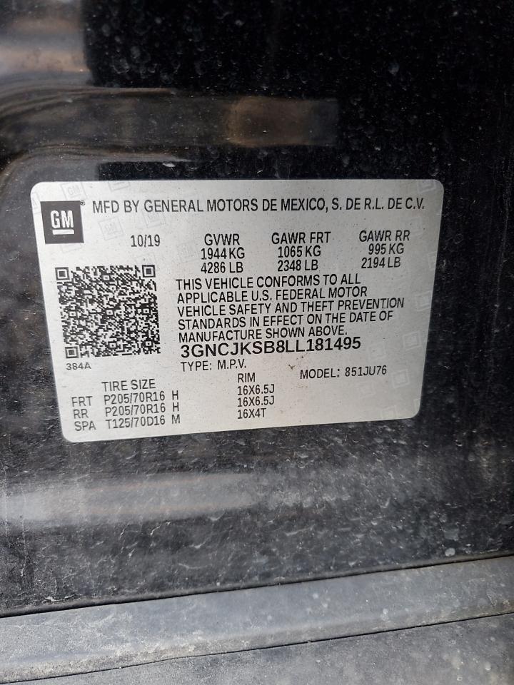 2020 Chevrolet Trax VIN 3GNCJKSB8LL181495 Copart auction photo, front end damage thumbnail 15