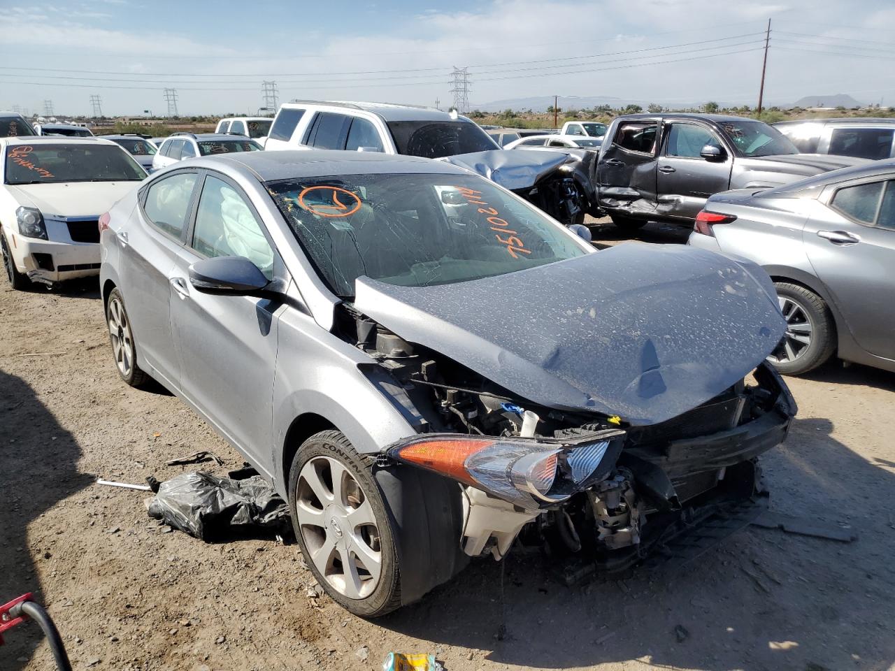 2013 Hyundai Elantra VIN KMHDH4AE1DU917812 Copart auction photo, front end / frame damage damage thumbnail 4