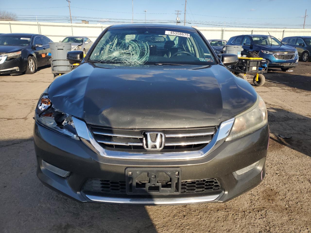 2013 Honda Accord VIN 1HGCR2F81DA007083 Copart auction photo, front end / top/roof damage thumbnail 5