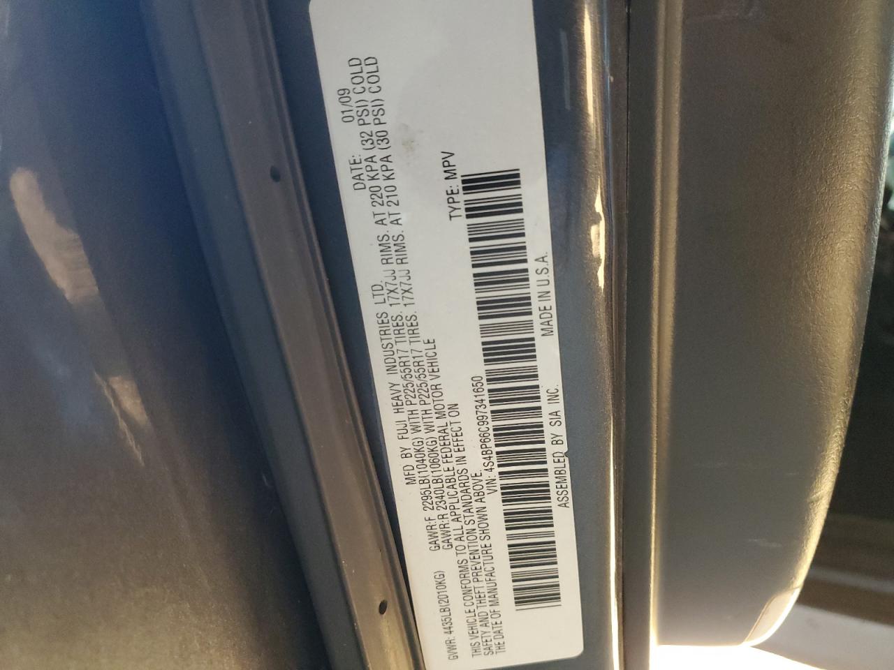 2009 Subaru Outback VIN 4S4BP66C997341650 Copart auction photo, front end damage thumbnail 12