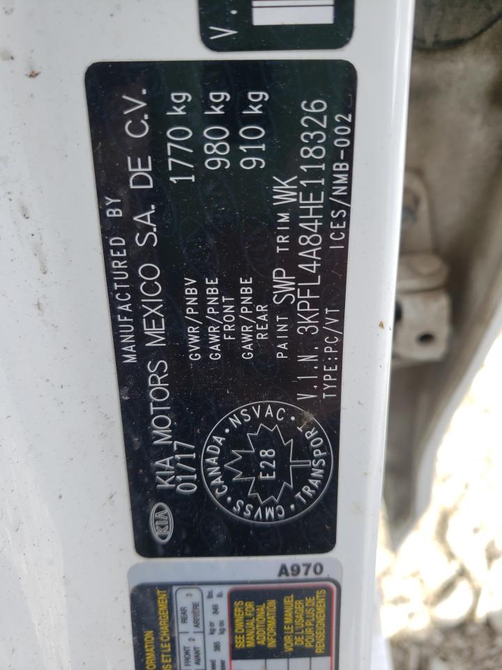 2017 KIA Forte VIN 3KPFL4A84HE118326 Copart auction photo, rollover damage thumbnail 10
