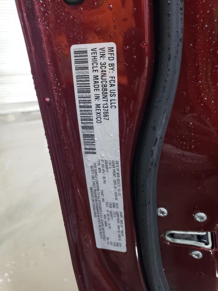 2022 Jeep Compass VIN 3C4NJCBB8NT137667 Copart auction photo, front end damage thumbnail 13