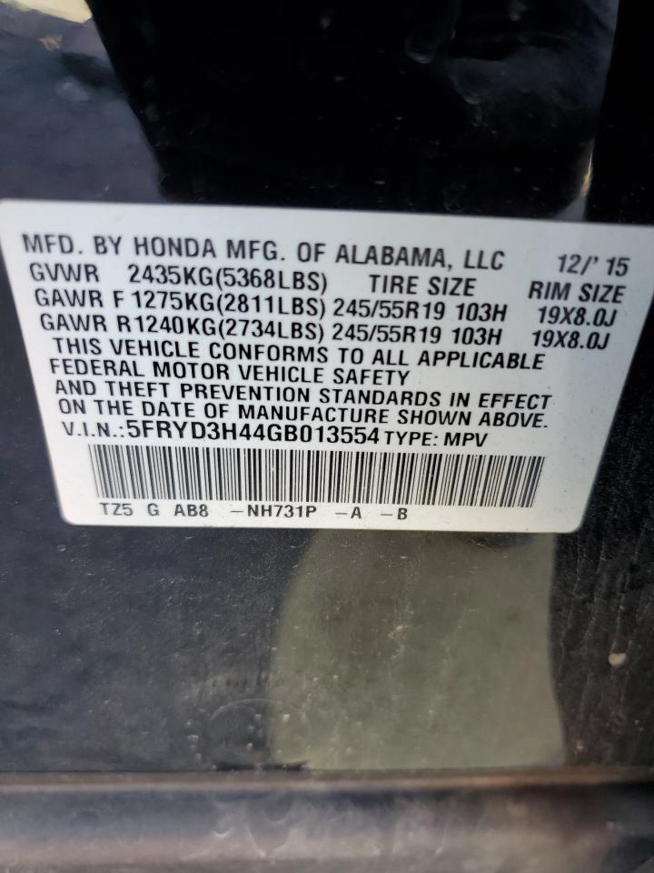 2016 Acura MDX VIN 5FRYD3H44GB013554 Copart auction photo, front end / all over damage thumbnail 13