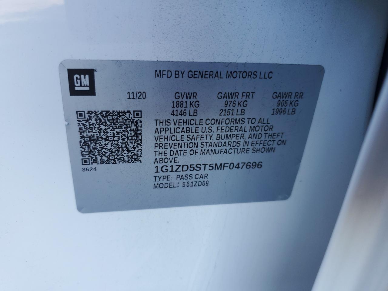 2021 Chevrolet Malibu VIN 1G1ZD5ST5MF047696 Copart auction photo, front end damage thumbnail 12