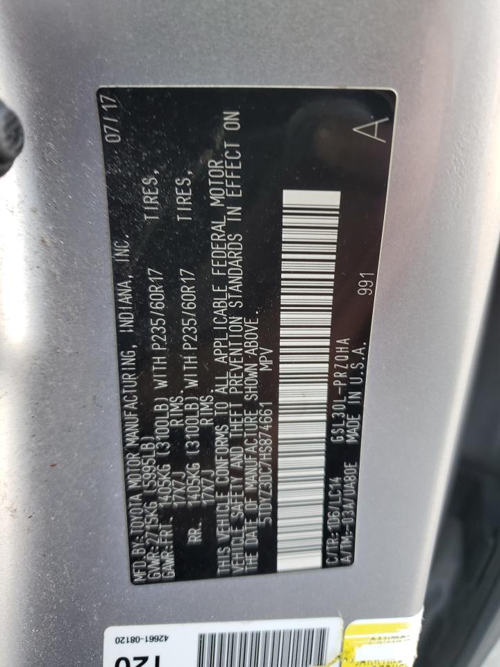 2017 Toyota Sienna VIN 5TDYZ3DC7HS874661 Copart auction photo, side damage thumbnail 13