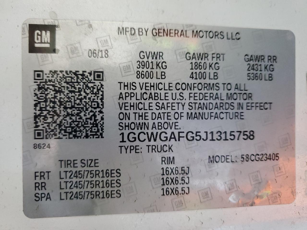 2018 Chevrolet Express VIN 1GCWGAFG5J1315758 Copart auction photo, side damage thumbnail 12