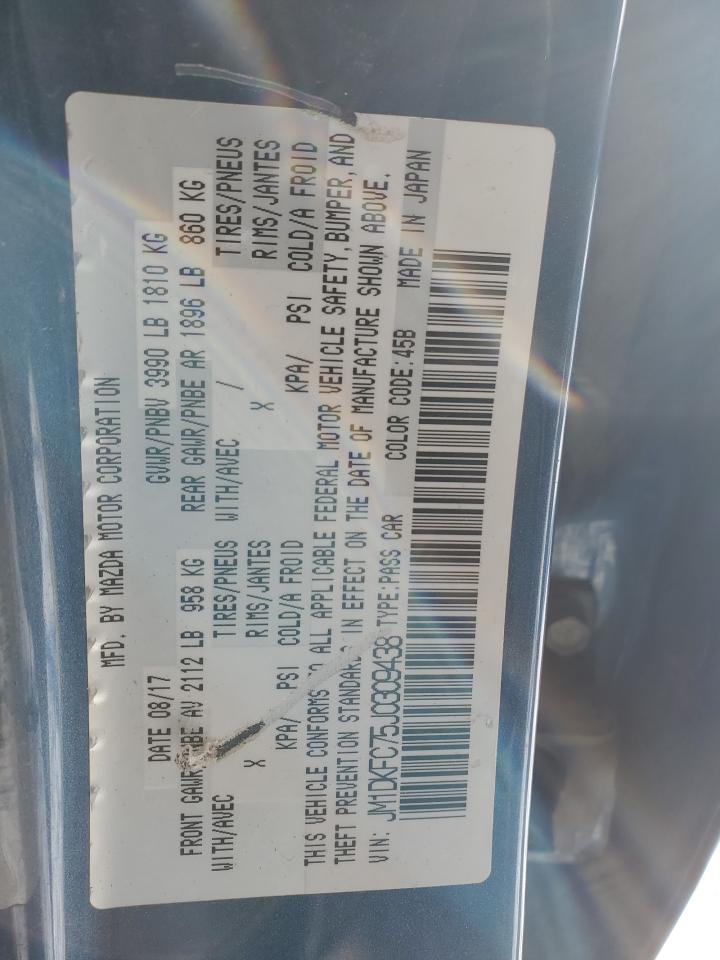 2018 Mazda CX-3 VIN JM1DKFC75J0309438 Copart auction photo, front end / side damage thumbnail 15