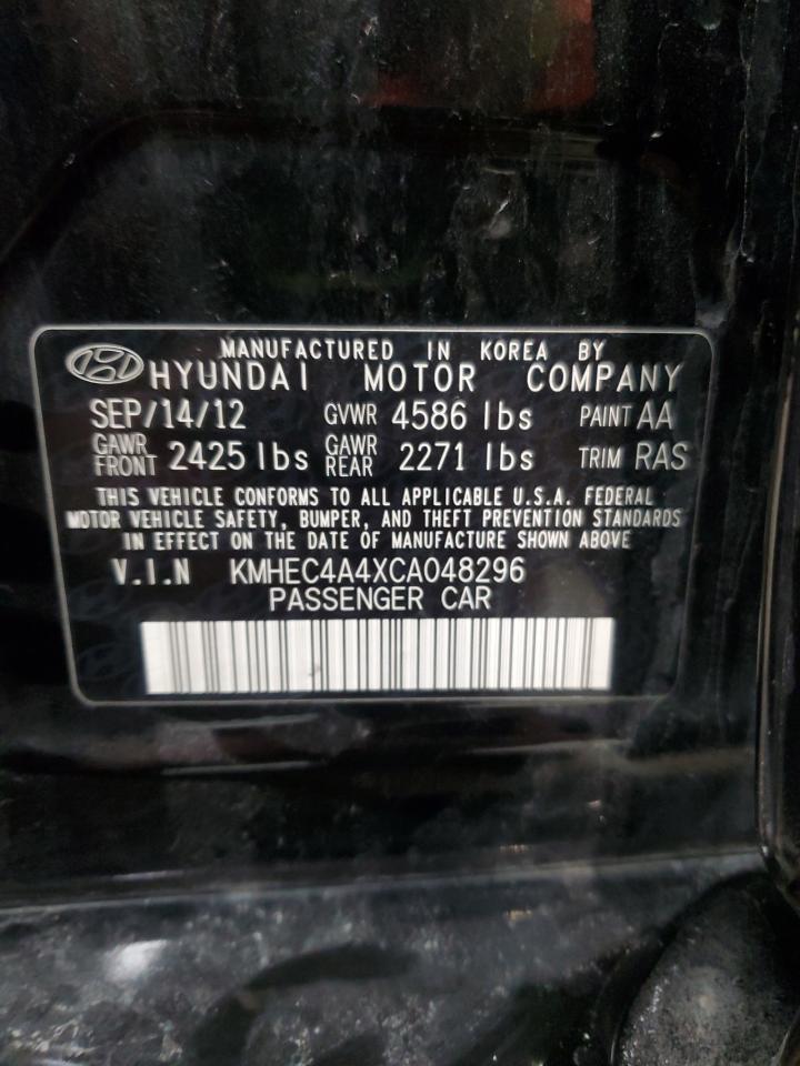 2012 Hyundai Sonata VIN KMHEC4A4XCA048296 Copart auction photo, front end damage thumbnail 12