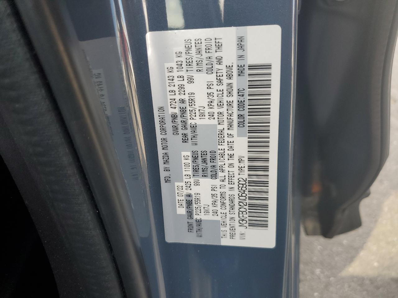 2022 Mazda CX-5 VIN JM3KFBCM2N0646902 Copart auction photo, front end damage thumbnail 16
