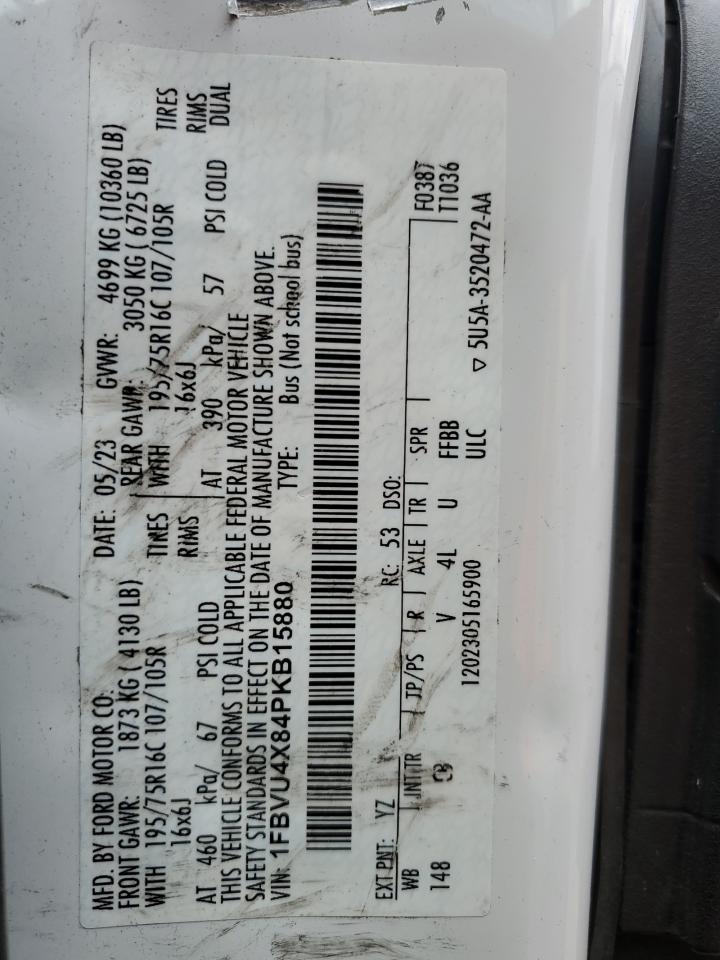 2023 Ford Transit VIN 1FBVU4X84PKB15880 Copart auction photo, side damage thumbnail 13