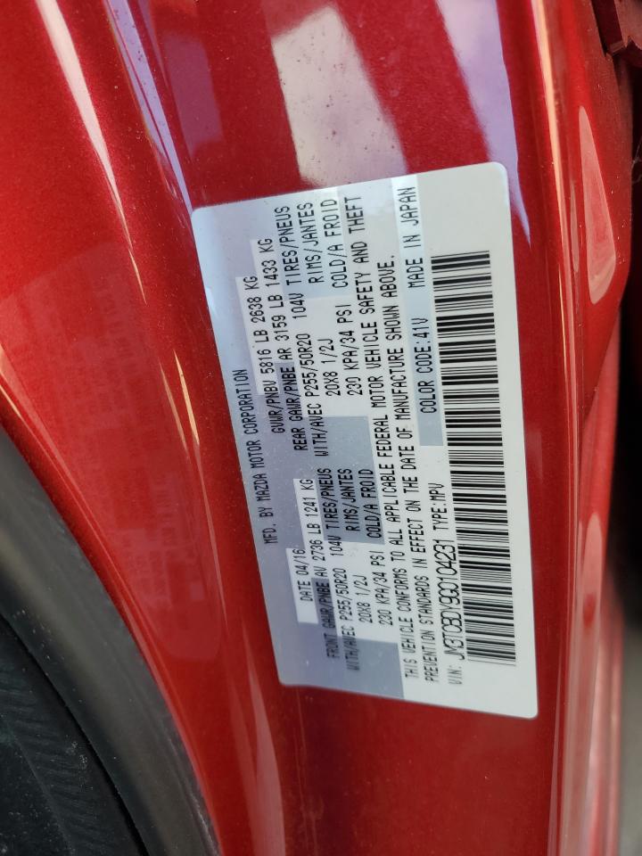 2016 Mazda CX-9 VIN JM3TCBDY9G0104231 Copart auction photo, front end / minor dent/scratches damage thumbnail 13
