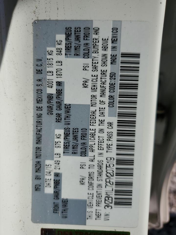 2015 Mazda 3 VIN 3MZBM1L72FM207519 Copart auction photo, side damage thumbnail 12