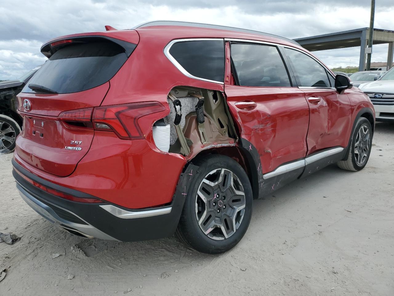 2021 Hyundai Santa Fe VIN 5NMS44AL7MH333119 Copart auction photo, rear end / side damage thumbnail 3