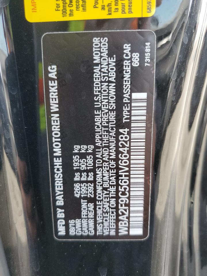 2017 BMW 2er VIN WBA2F9C56HV664284 Copart auction photo, front end damage thumbnail 12