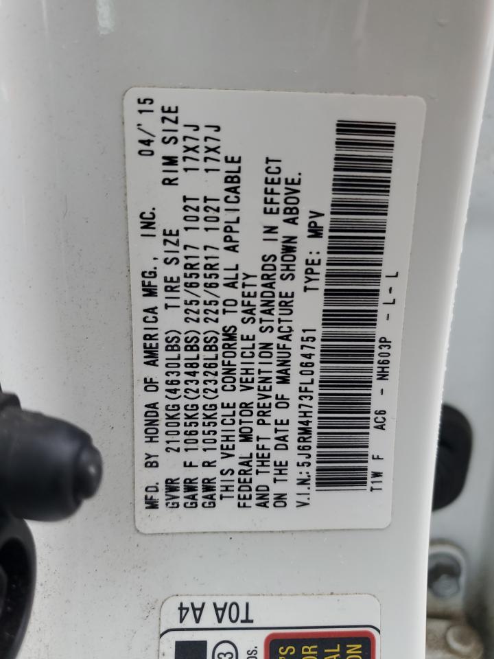 2015 Honda CR-V VIN 5J6RM4H73FL064751 Copart auction photo, front end damage thumbnail 13