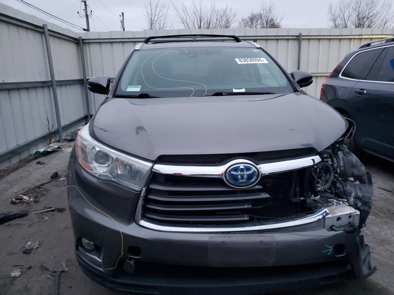 2016 Toyota Highlander VIN 5TDDCRFH9GS020541 Copart auction photo, front end damage thumbnail 5