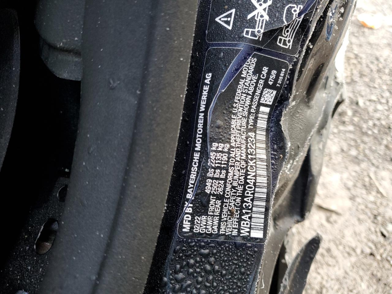2022 BMW M4 VIN WBA13AR04NCK13234 Copart auction photo, all over / undercarriage damage thumbnail 12