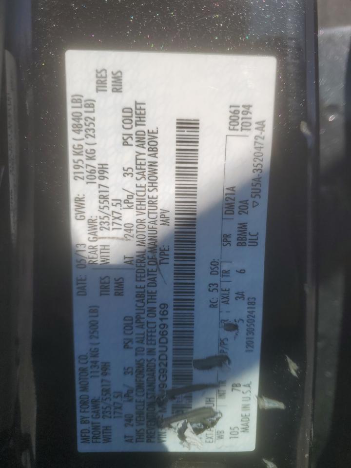 2013 Ford Escape VIN 1FMCU9G92DUD69169 Copart auction photo, front end damage thumbnail 13