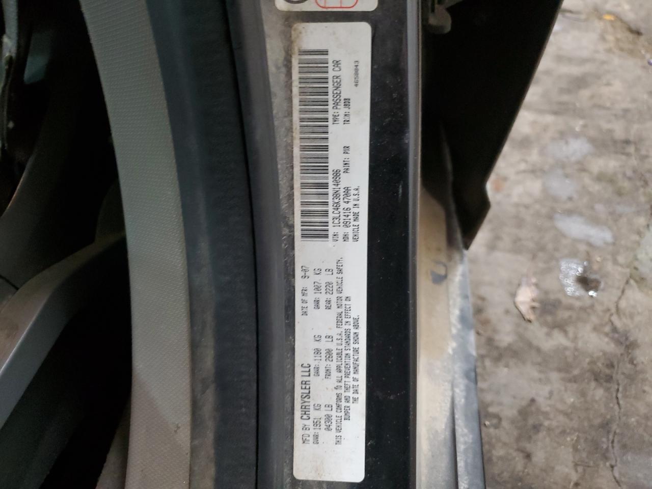 2008 Chrysler Sebring VIN 1C3LC46K38N140986 Copart auction photo, front end damage thumbnail 14