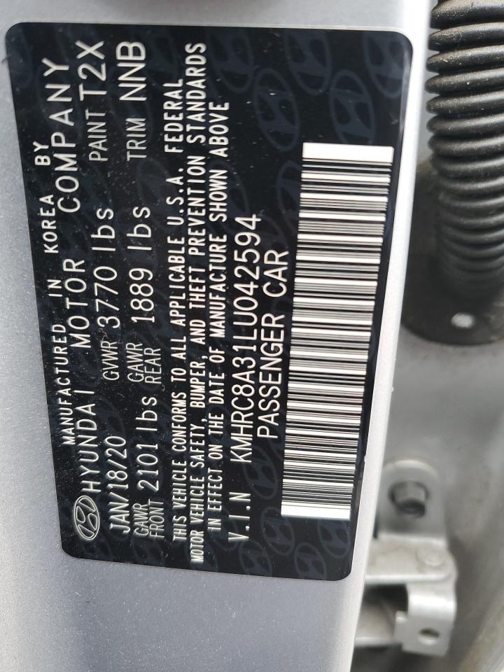 2020 Hyundai Venue VIN KMHRC8A31LU042594 Copart auction photo, side damage thumbnail 16