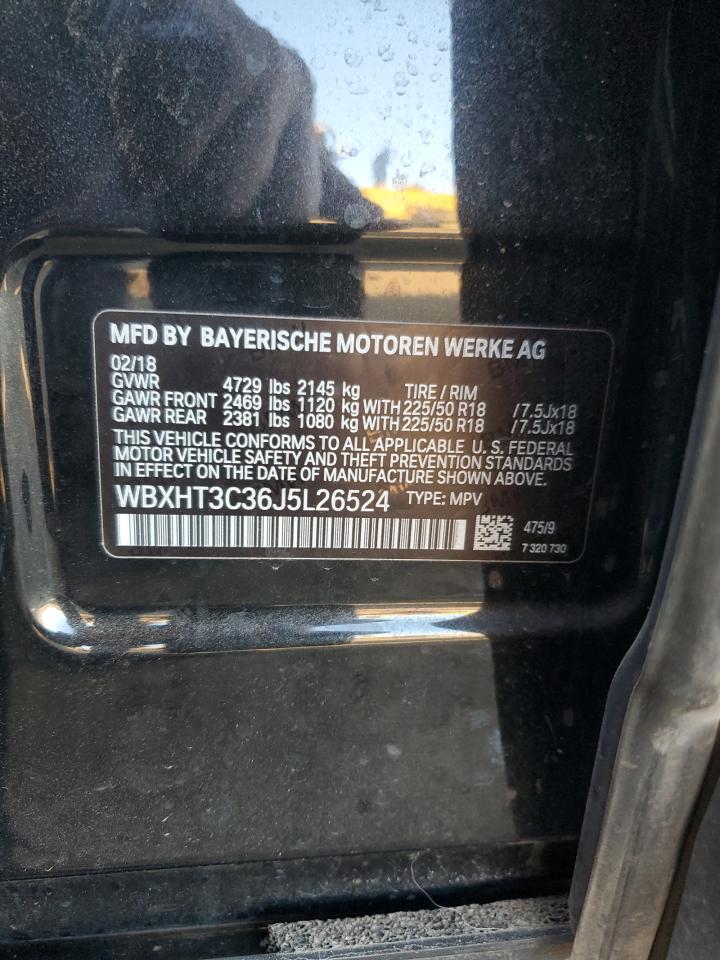 2018 BMW X1 VIN WBXHT3C36J5L26524 Copart auction photo, front end damage thumbnail 13