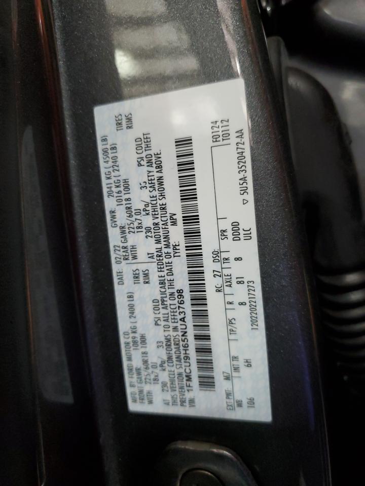 2022 Ford Escape VIN 1FMCU9H65NUA37698 Copart auction photo, front end damage thumbnail 16