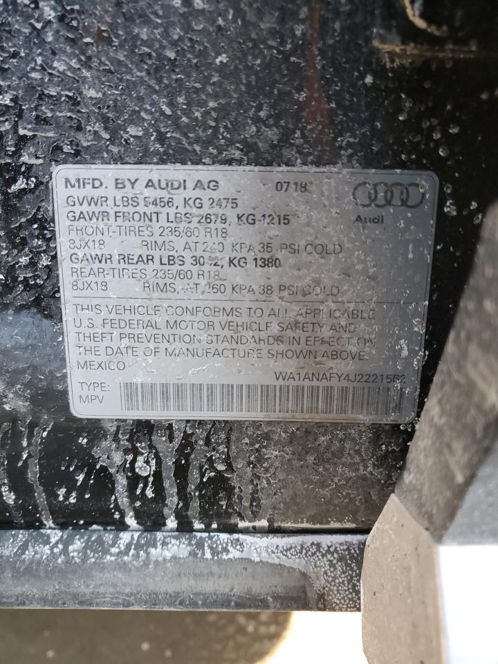 2018 Audi Q5 VIN WA1ANAFY4J2221562 Copart auction photo, side damage thumbnail 15