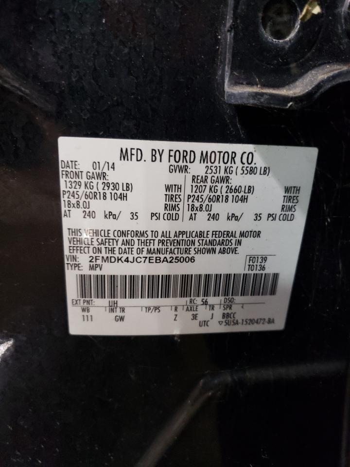2014 Ford Edge VIN 2FMDK4JC7EBA25006 Copart auction photo, vandalism / front end damage thumbnail 13