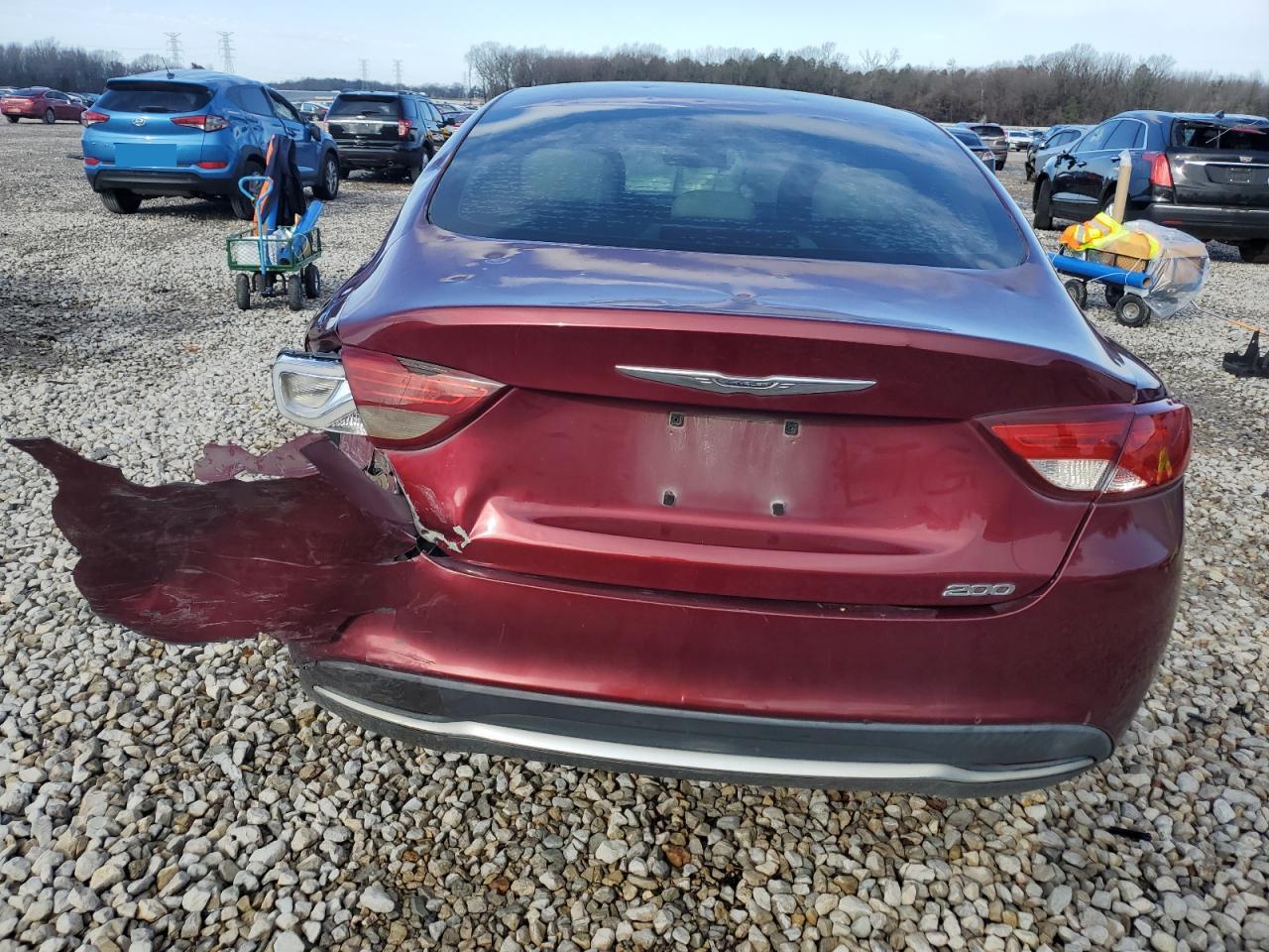 2015 Chrysler 200 VIN 1C3CCCAB9FN683855 Copart auction photo, rear end / hail damage thumbnail 6
