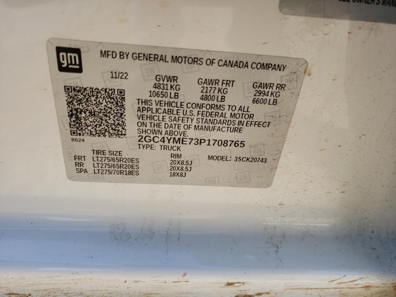 2023 Chevrolet Silverado VIN 2GC4YME73P1708765 Copart auction photo, side damage thumbnail 13