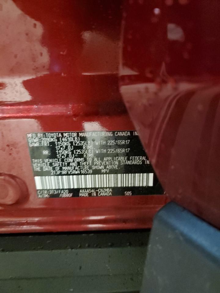 2024 Toyota RAV 4 VIN 2T3P1RFV5RW416539 Copart auction photo, front end / side damage thumbnail 14