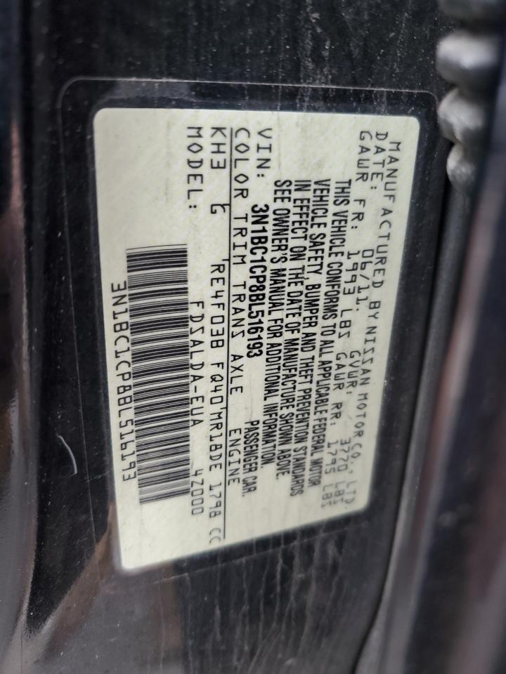 2011 Nissan Versa VIN 3N1BC1CP8BL516193 Copart auction photo, front end / rear end damage thumbnail 13