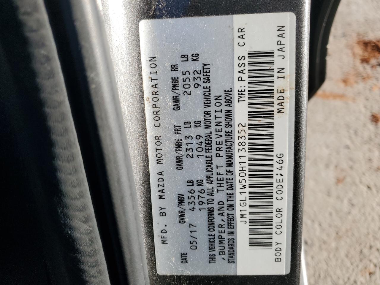 2017 Mazda 6 VIN JM1GL1W50H1138352 Copart auction photo, side / front end damage thumbnail 14