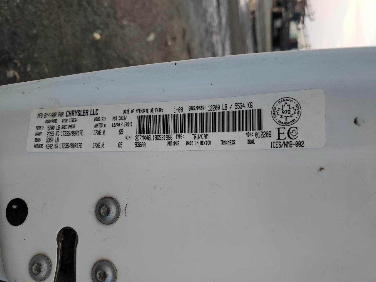 2009 Dodge RAM VIN 3D7MX48L19G531886 Copart auction photo, burn - engine damage thumbnail 13
