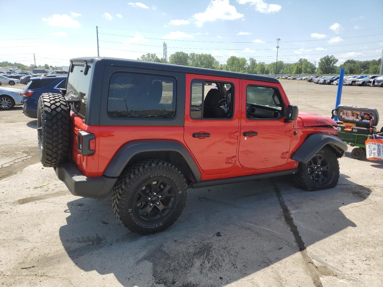 2021 Jeep Wrangler VIN 1C4HJXDN9MW599319 Copart auction photo, front end damage thumbnail 3