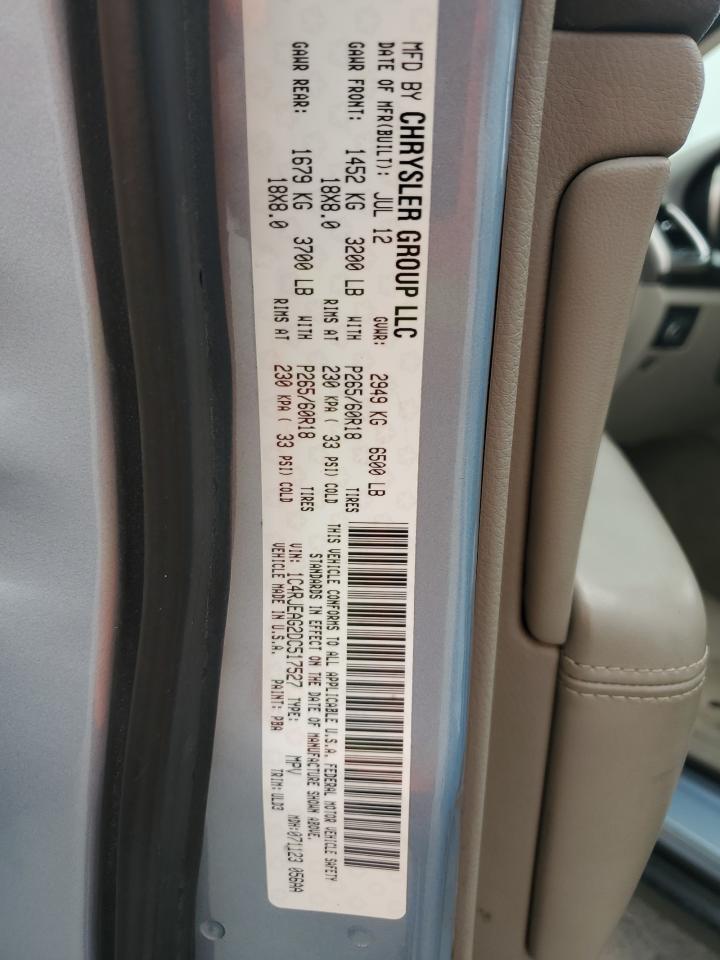 2013 Jeep Grand Cherokee VIN 1C4RJEAG2DC517527 Copart auction photo, rear end damage thumbnail 12